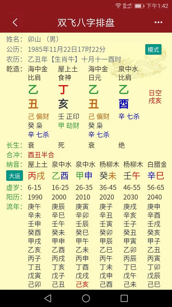 双飞八字排盘